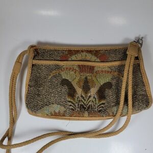 Vintage 1970's Carpet Bags Of‎ America Gold Velvet Shoulder Purse With Ribbon